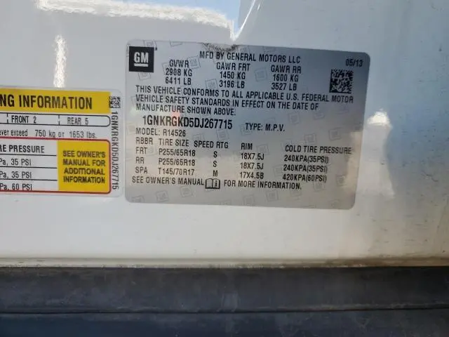 2013 CHEVROLET TRAVERSE LT  