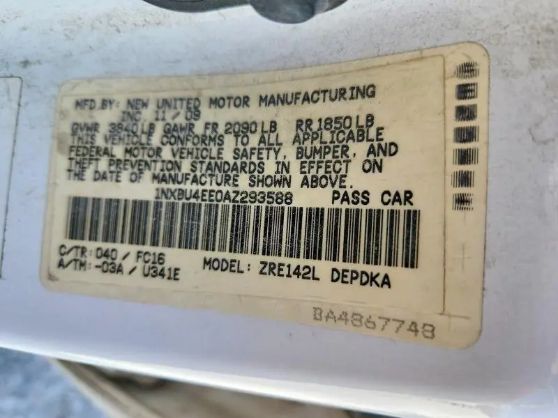 2010 TOYOTA COROLLA LE  