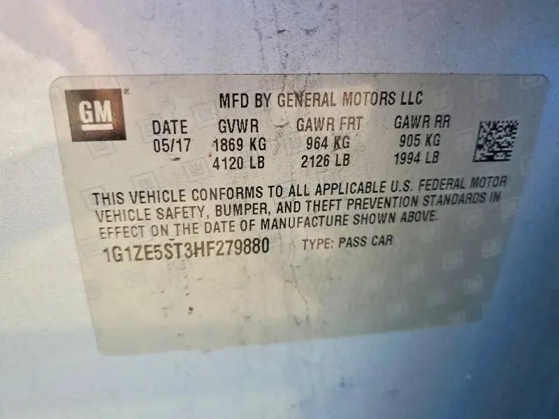 2017 CHEVROLET MALIBU LT  
