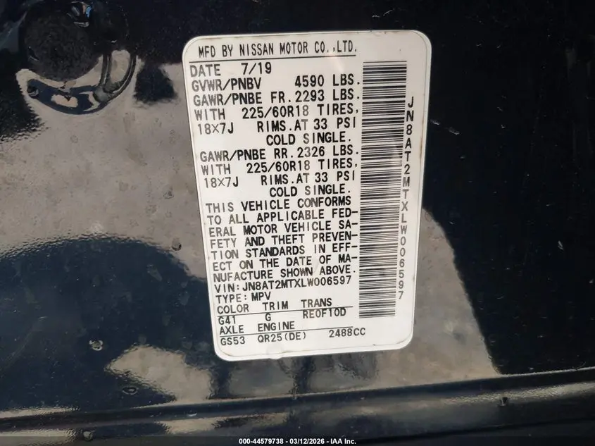 2020 NISSAN ROGUE SV FWD