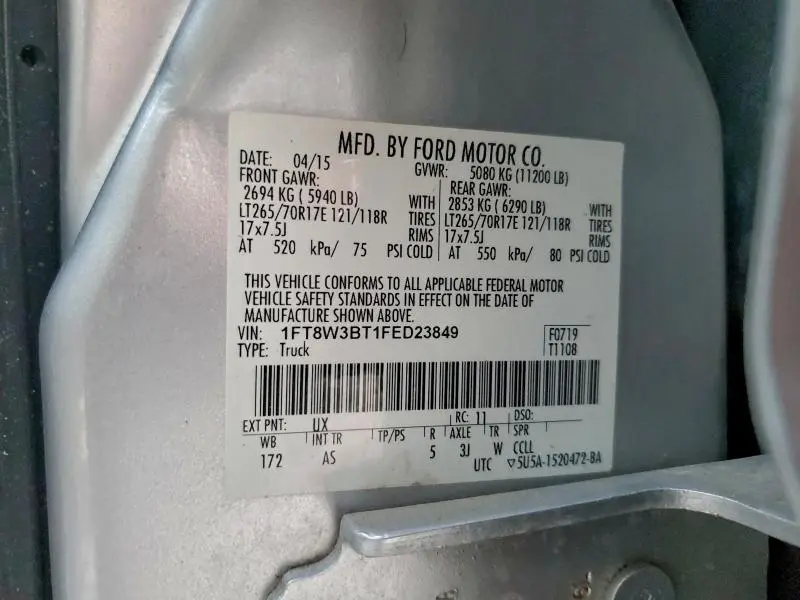 2015 FORD F350 SUPER DUTY  
