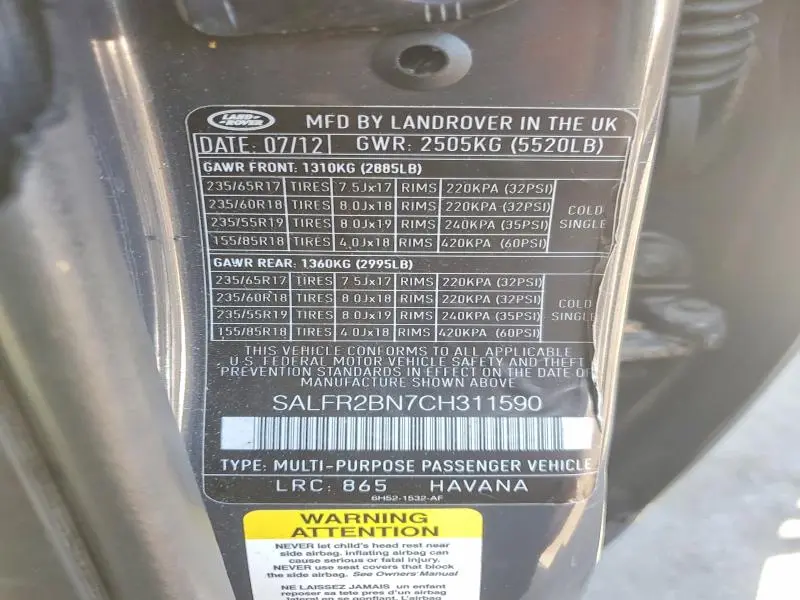 2012 LAND ROVER LR2 HSE  