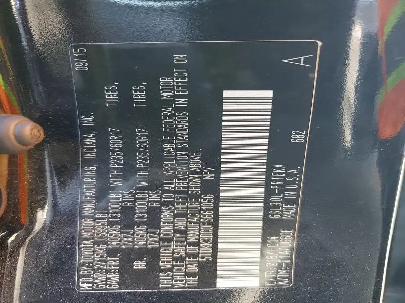 2015 TOYOTA SIENNA LE 8-PASSENGER  