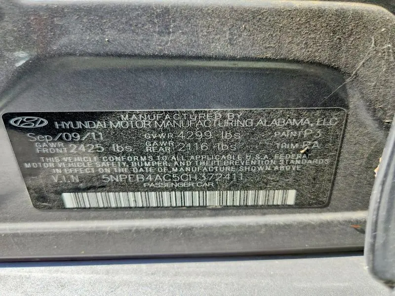 2012 HYUNDAI SONATA GLS  