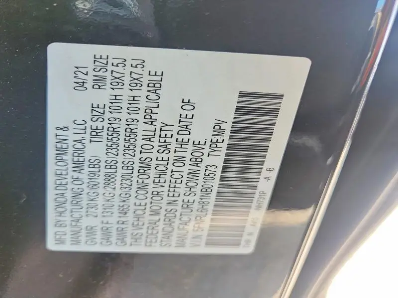 2022 HONDA ODYSSEY TOURING  