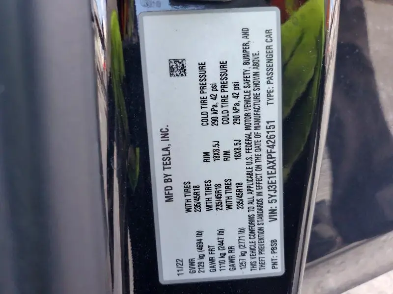 2023 TESLA MODEL 3   