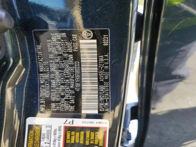 2015 TOYOTA CAMRY XLE  
