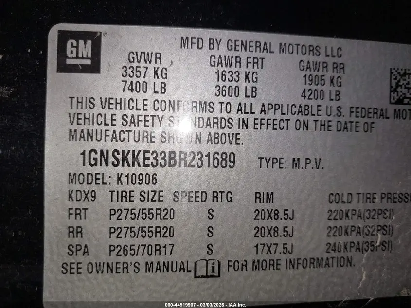 2011 CHEVROLET SUBURBAN 1500 LTZ