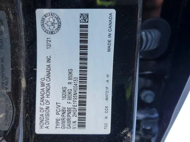 2022 HONDA CIVIC TOURING  