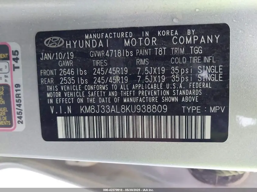 2019 HYUNDAI TUCSON SPORT