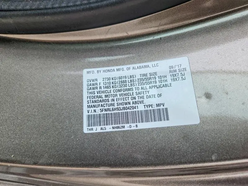 2018 HONDA ODYSSEY ELITE  