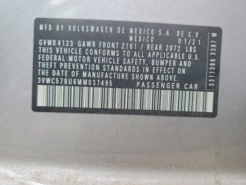 2021 VOLKSWAGEN JETTA S  