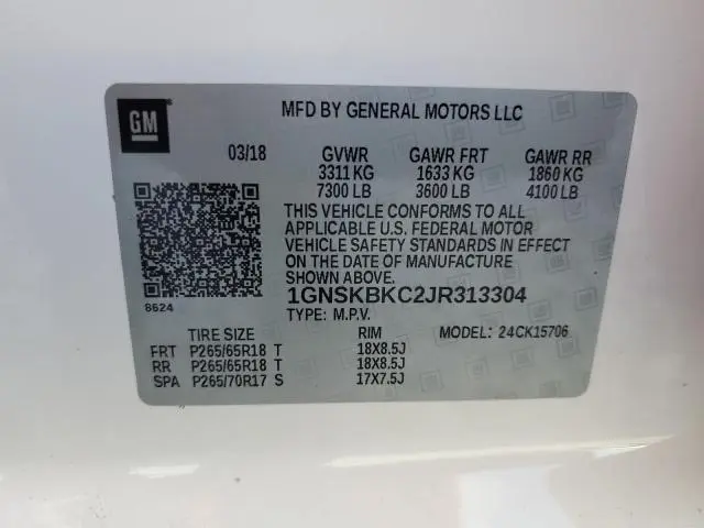 2018 CHEVROLET TAHOE K1500 LT  