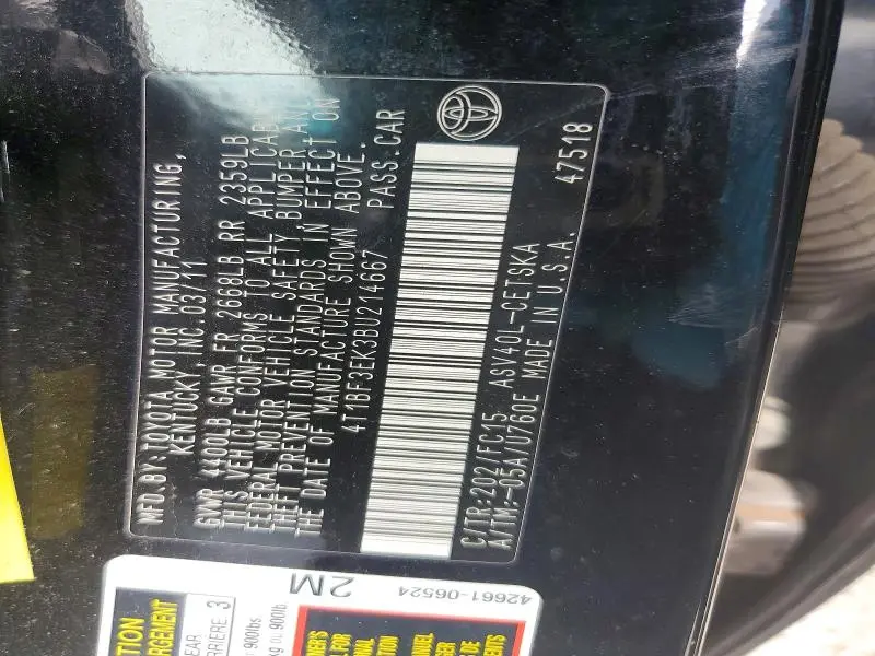 2011 TOYOTA CAMRY SE  