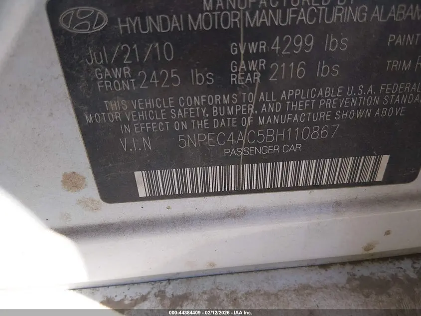 2011 HYUNDAI SONATA SE