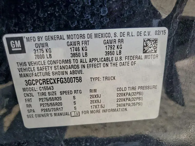 2015 CHEVROLET SILVERADO C1500 LT  