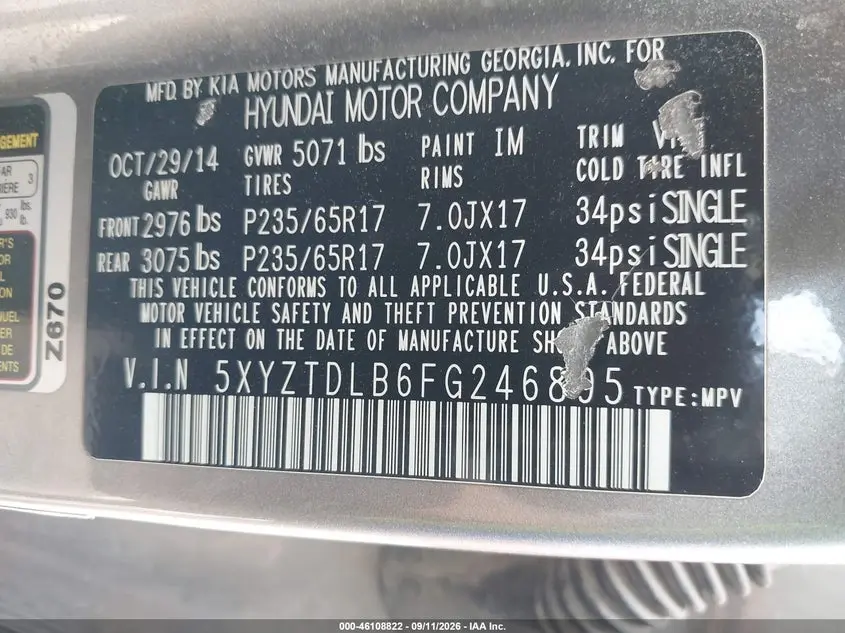2015 HYUNDAI SANTA FE SPORT 2.4L