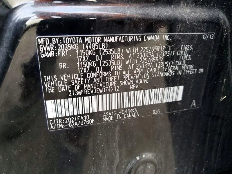 2014 TOYOTA RAV4 XLE  