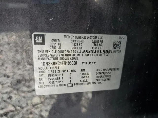 2015 CHEVROLET TAHOE K1500 LT  