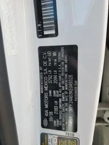 2019 KIA FORTE FE  