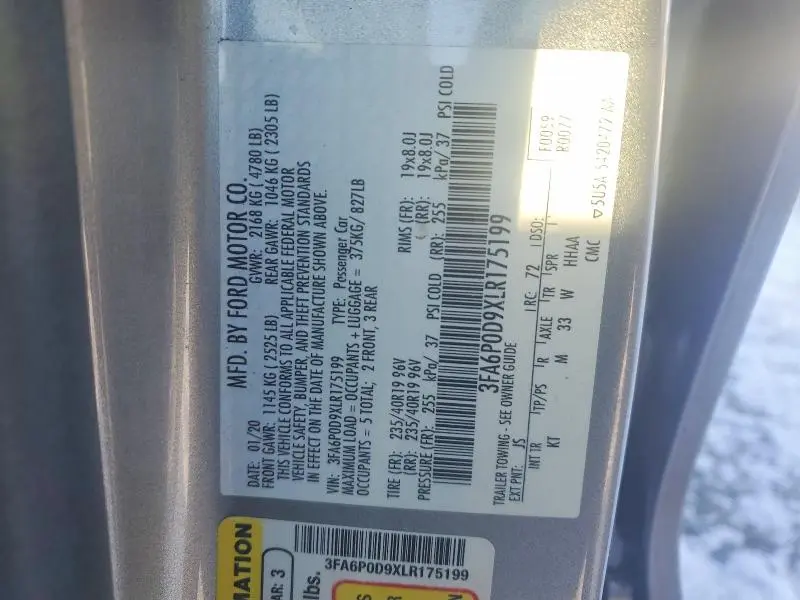 2020 FORD FUSION TITANIUM  