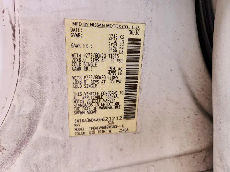 2010 NISSAN ARMADA SE  