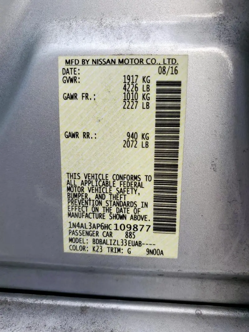 2017 NISSAN ALTIMA 2.5  