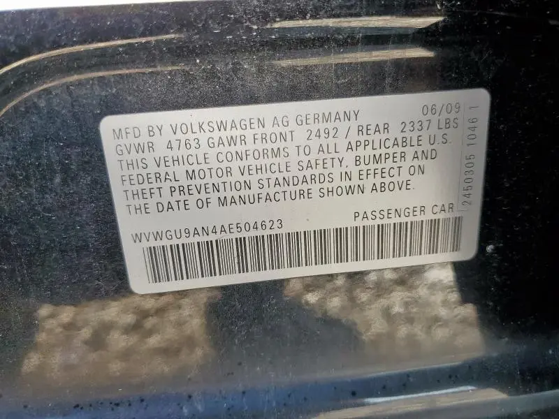 2010 VOLKSWAGEN CC VR6 4MOTION  