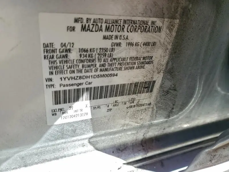 2013 MAZDA 6 TOURING  