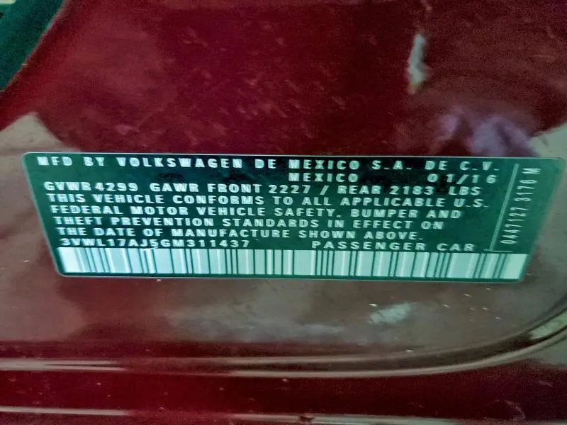 2016 VOLKSWAGEN JETTA SEL  