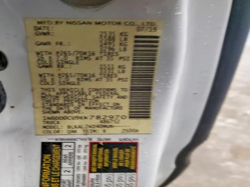 2019 NISSAN FRONTIER SV V6  