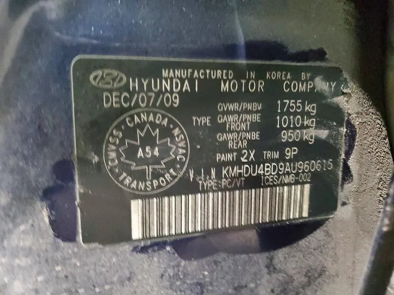 2010 HYUNDAI ELANTRA BLUE  