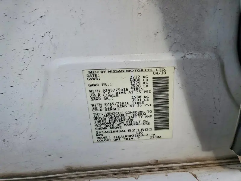 2010 NISSAN PATHFINDER S FE+  