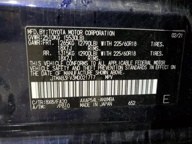 2021 TOYOTA RAV4 PRIME SE  