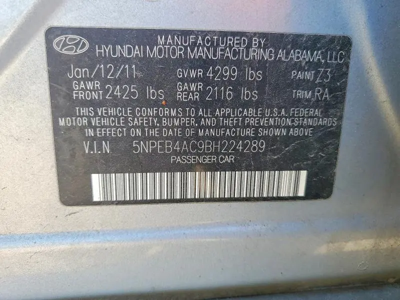 2011 HYUNDAI SONATA GLS  
