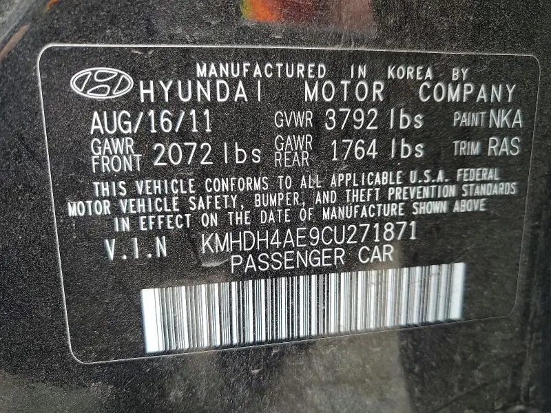 2012 HYUNDAI ELANTRA   