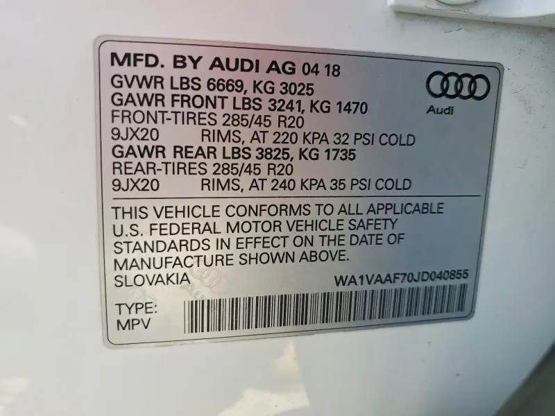 2018 AUDI Q7 PRESTIGE  