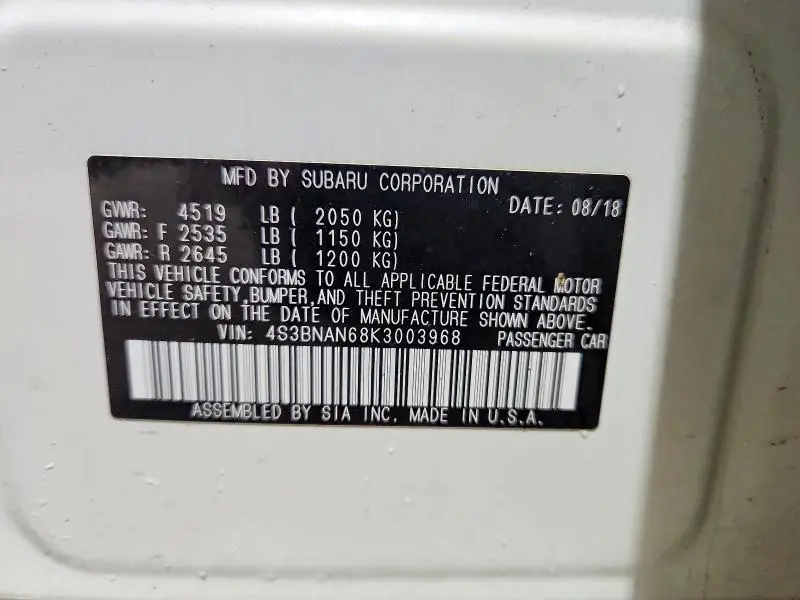 2019 SUBARU LEGACY 2.5I LIMITED  