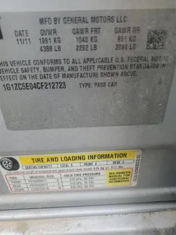 2012 CHEVROLET MALIBU 1LT  
