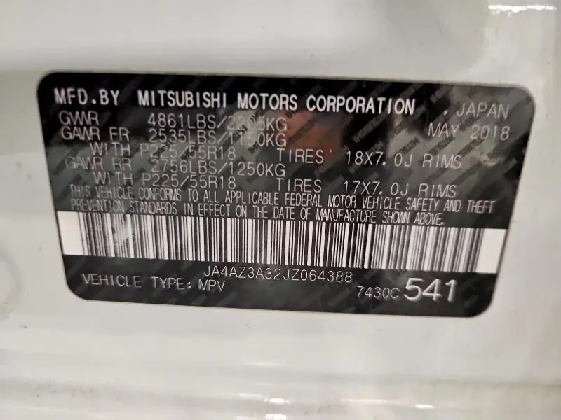 2018 MITSUBISHI OUTLANDER SE  