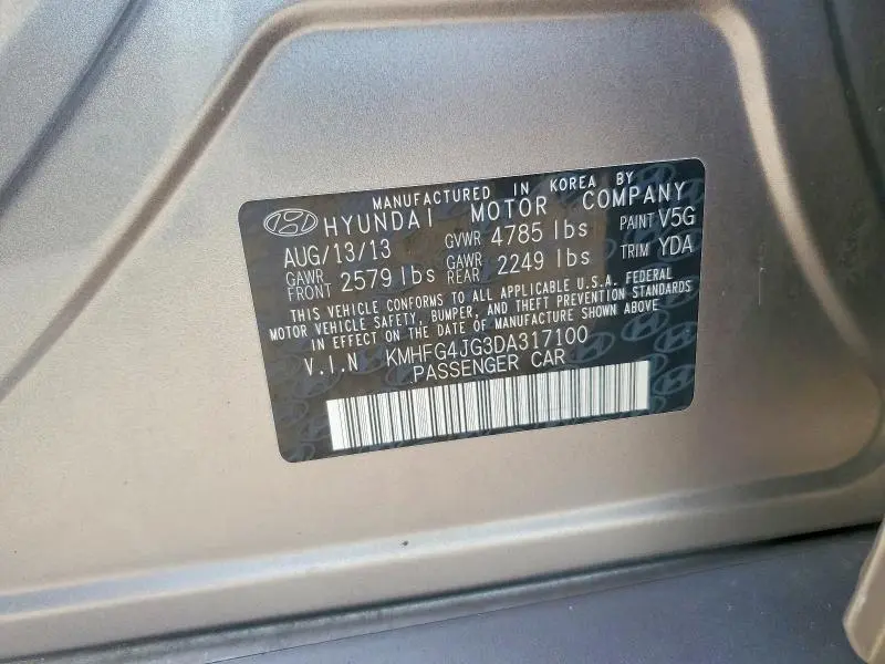 2013 HYUNDAI AZERA BASE  