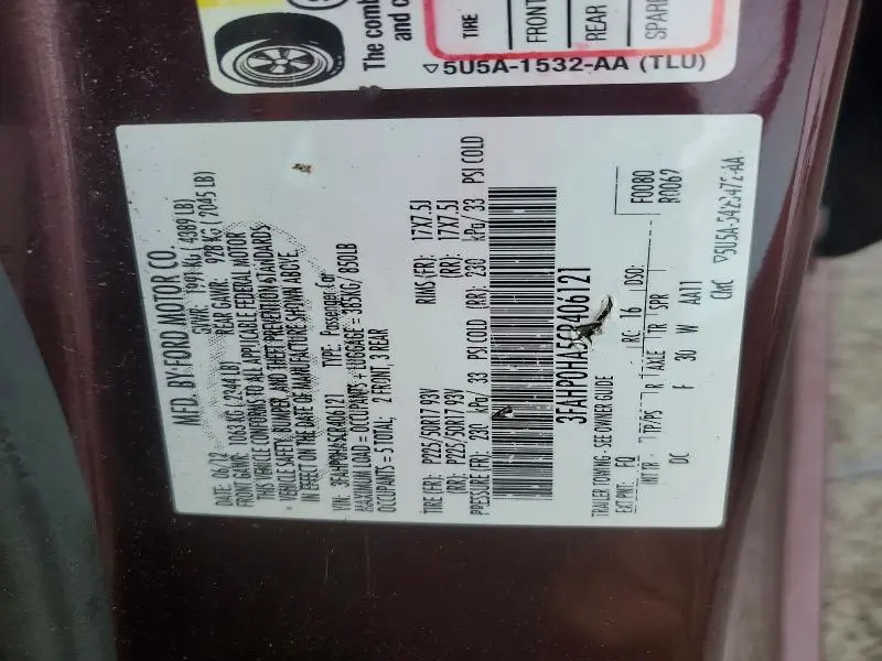 2012 FORD FUSION SE  