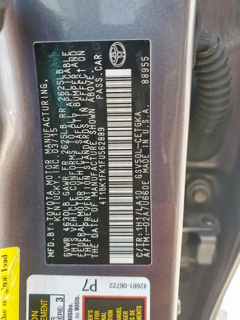 2015 TOYOTA CAMRY XSE  