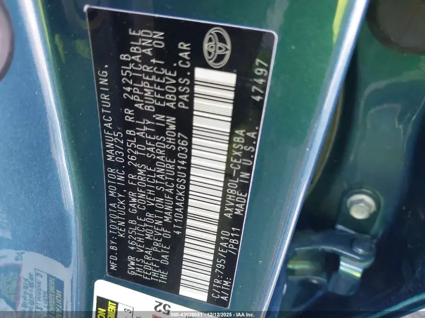 2025 TOYOTA CAMRY SE