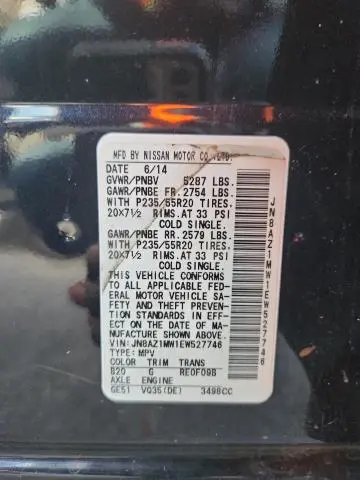 2014 NISSAN MURANO S  