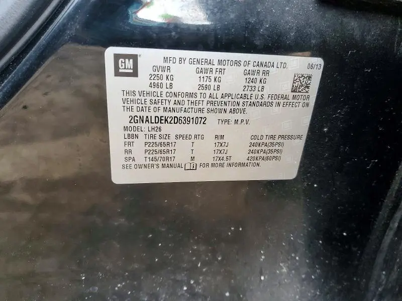 2013 CHEVROLET EQUINOX LT  