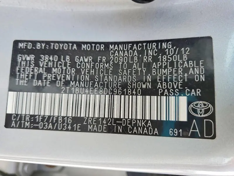 2013 TOYOTA COROLLA LE  