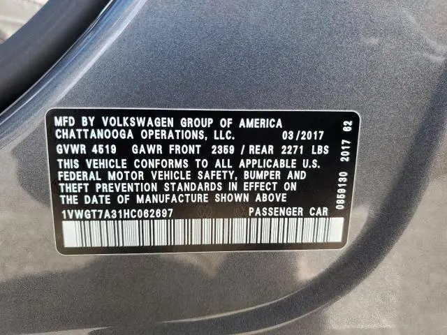 2017 VOLKSWAGEN PASSAT SE  
