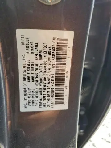 2017 HONDA ACCORD SPORT  