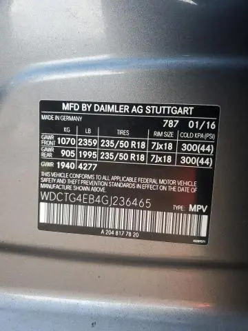 2016 MERCEDES-BENZ GLA 250  
